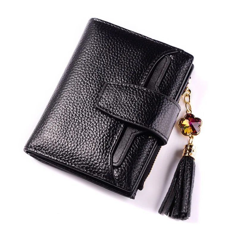

Korean Style New Genuine Leather Women's Short Wallet Tassled Wallet Coin Purse