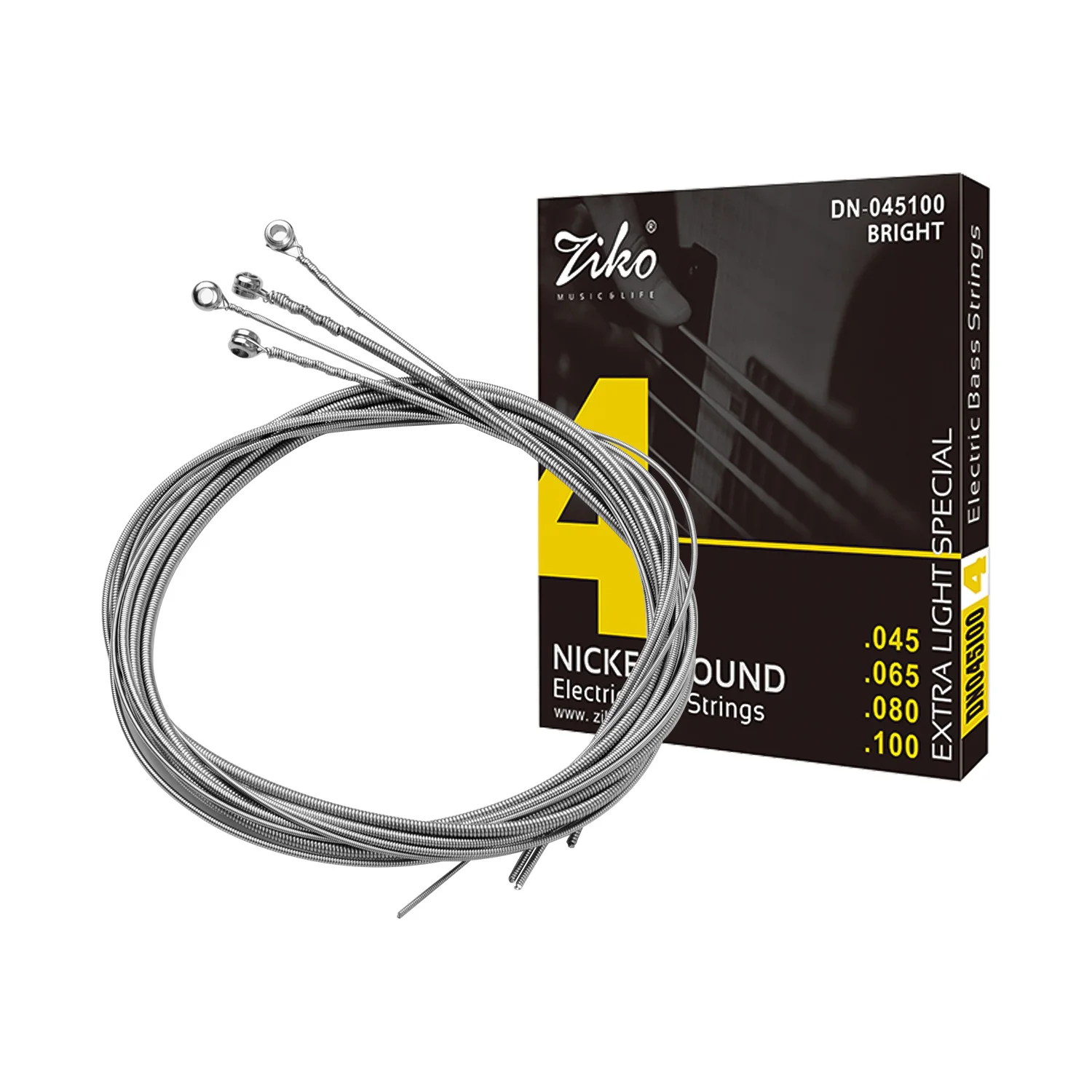 

Electric Guitar Bass Strings Hexagon Alloy Wire Nickel Wound Bright Corrosion Resistant 4 Strings Set(.045-.100) Extra Light