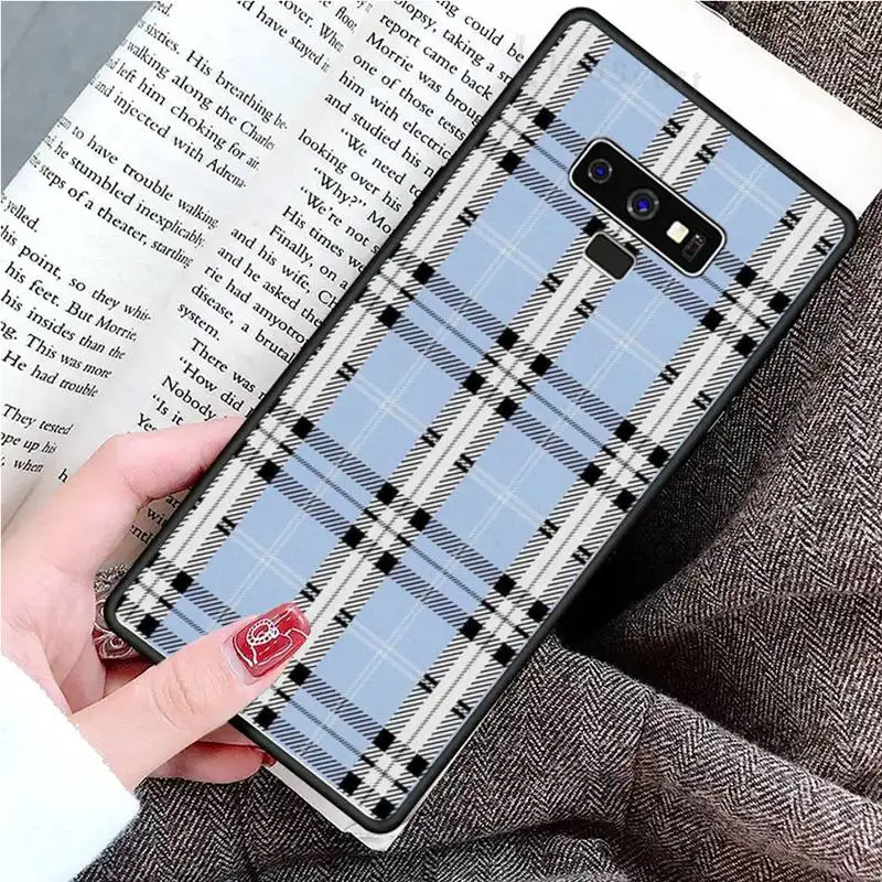 

Fashion Brand Blue Lavender Plaid Phone Cases For Samsung Galaxy S8 S9 S10 Plus S10E Note 3 4 5 6 7 8 9 10 Pro Lite cover