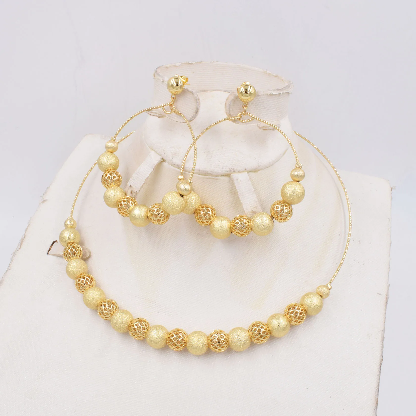 Новый Модный комплект ювелирных изделий Африканский Дубай золотого цвета