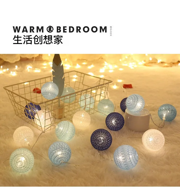 

20Led Cotton Ball Garland Lights String Christmas Fairy Lighting Strings Battery/USB Power Night Lights Guirlande Boule