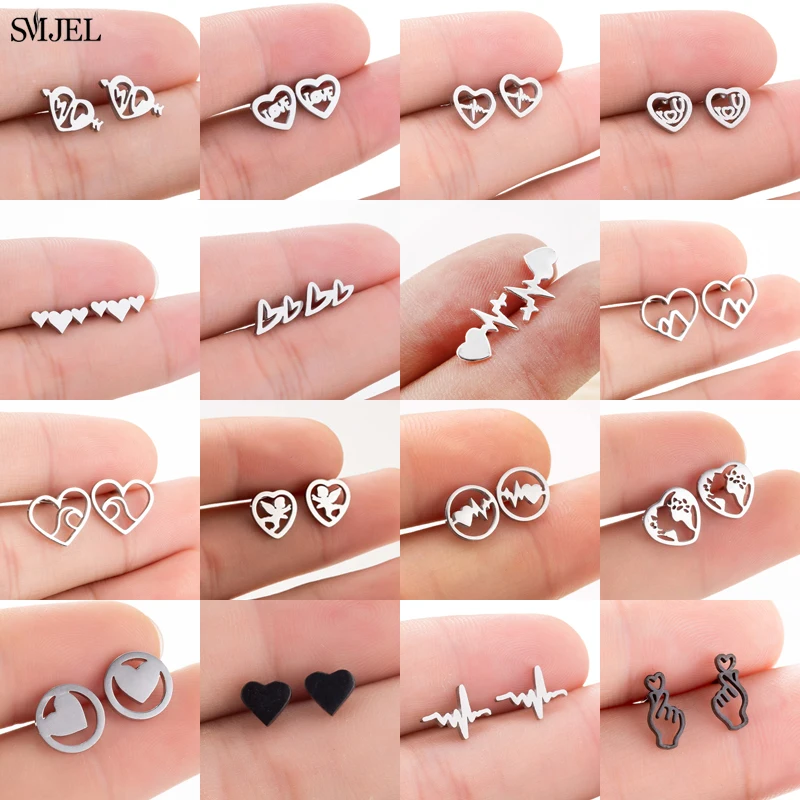 Винтажные богемные серьги SMJEL в виде сердечек для женщин модные милого сердца