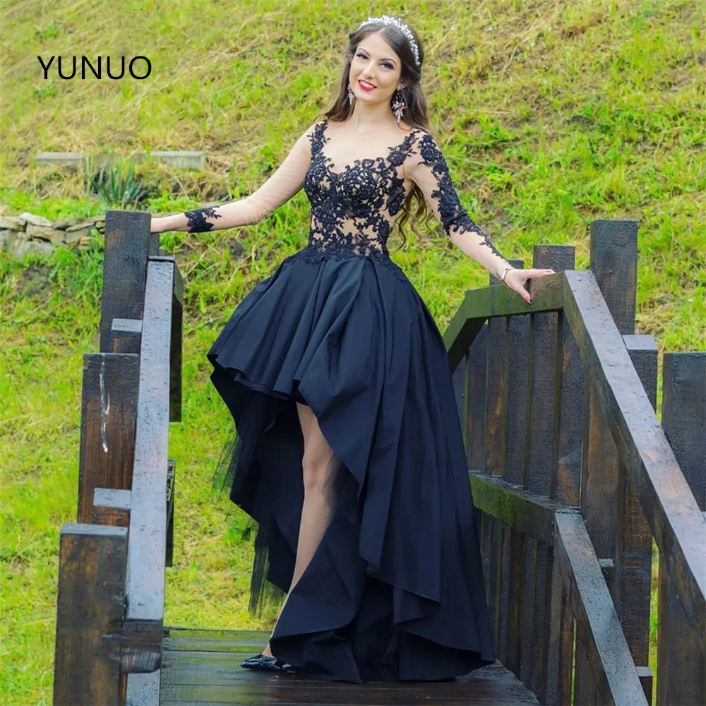 YUNUO черные Выпускные платья для женщин элегантные стильные Формальные платье с