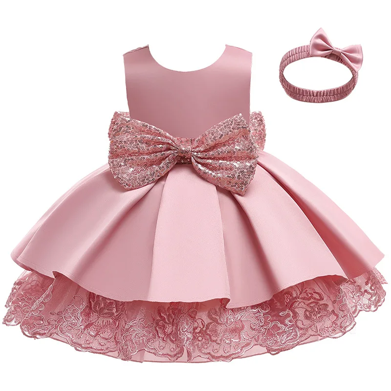 

KEAIYOUHUO 2022 New Children Dresses Bowknot Casual Dress Kids Dresses For Girls Westurn Style Formal Dresses Send Headdress 3Y