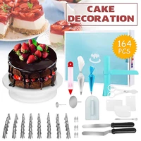 164pcsset decorating supplies kit pastry tube fondant tools turntable set kitchen dessert baking pastry supplies