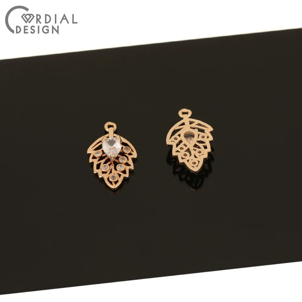 

Cordial Design 50Pcs 13*23MM Jewelry Accessories/Hand Made/DIY Making/Pendant For Necklace/Leaf Shape/CZ Charms/Earring Findings