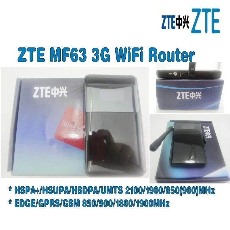 

Unlocked Used ZTE MF63 HSPA+ 21.6Mbps 3G Wireless Router 3G UMTS Mobile Pocket WIFI Broadband SIM Card Mifi Router PK MF65 MF64