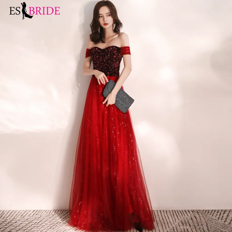 С открытыми плечами с блестками корсаж открытой спиной трапециевидные Длинные