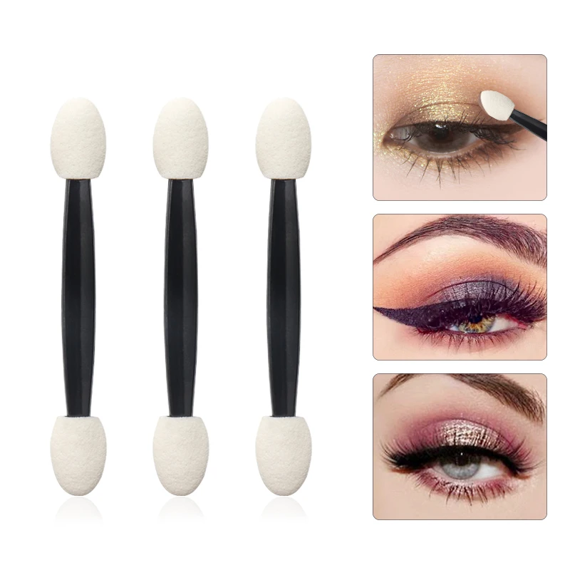 

25Pcs Disposable Dual Sided Eyeshadow Eyebrow Eyeliner Brush Sponge Tipped Oval Makeup Brush Applicator Make up Tool Beauty