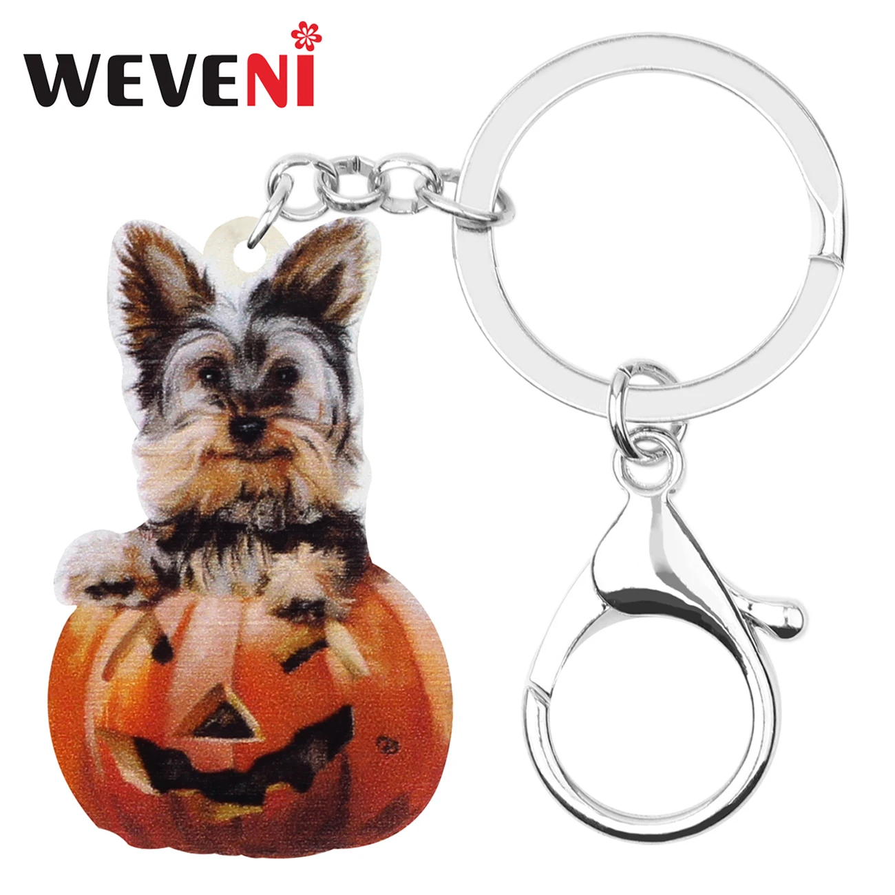 WEVENI акриловые Хэллоуин Тыква фонарь Йоркширские брелки с собаками Домашние