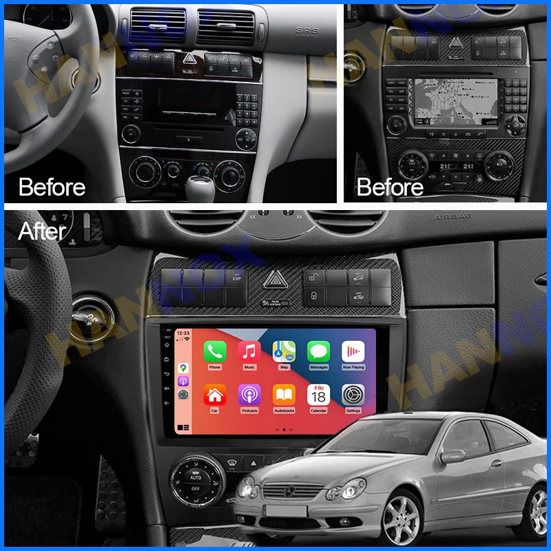 HANNOX QLED 4G Android 11 Multimedia Player Autoradio GPS For Mercedes Benz C-Class W203/CLC W203/CLK W209 Radio Navigation DVD |