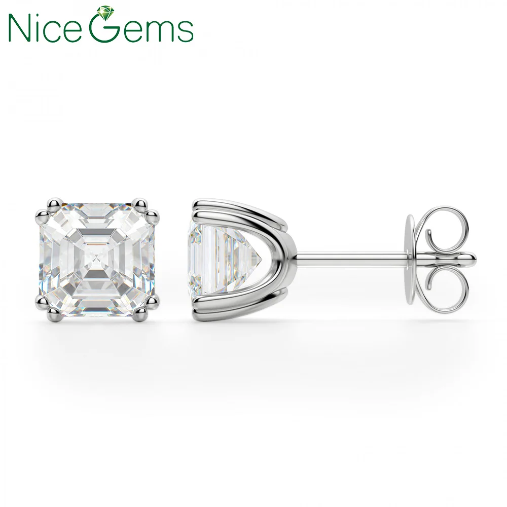 Серьги гвоздики NiceGems Женские однотонные Муассанит из желтого золота 14 к с 4
