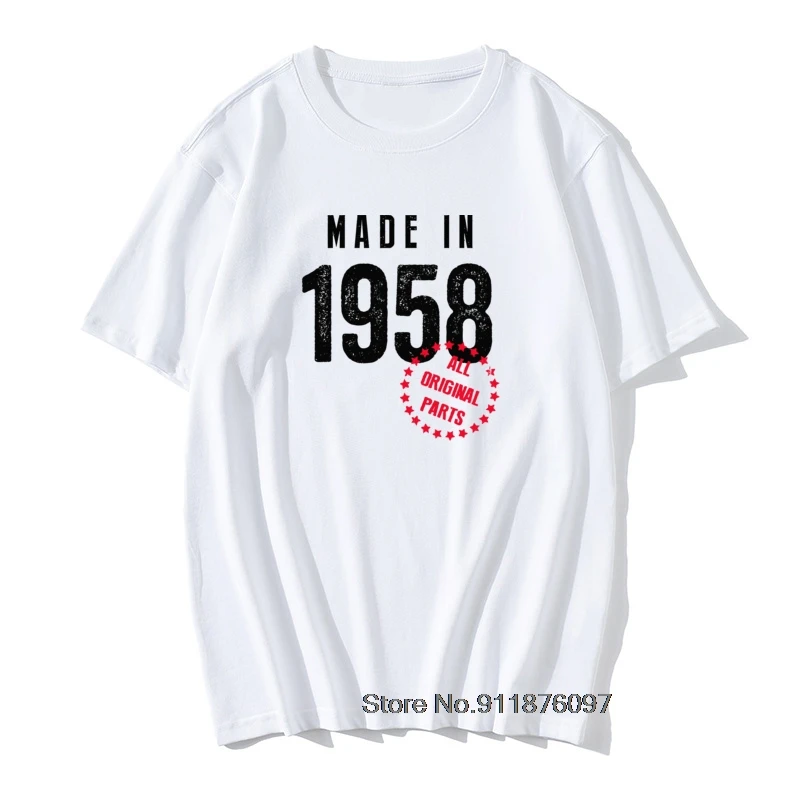 

Retro T-Shirt Gift Made In 1958 T-Shirt Born 63th Birthday Present VIntage Cotton O Neck T-Shirts Man 63 Years Husband Grandad