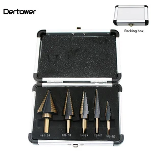 Набор ступенчатых Сверл из быстрорежущей стали с кобальтом, 5 шт.компл., 50 размеров, с алюминиевым чехлом