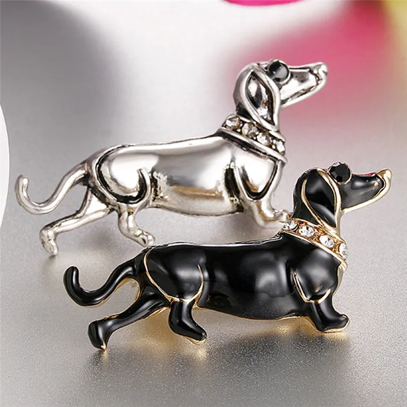 Горячие яркие черные большие броши в форме собаки для шарфа свитера плеча