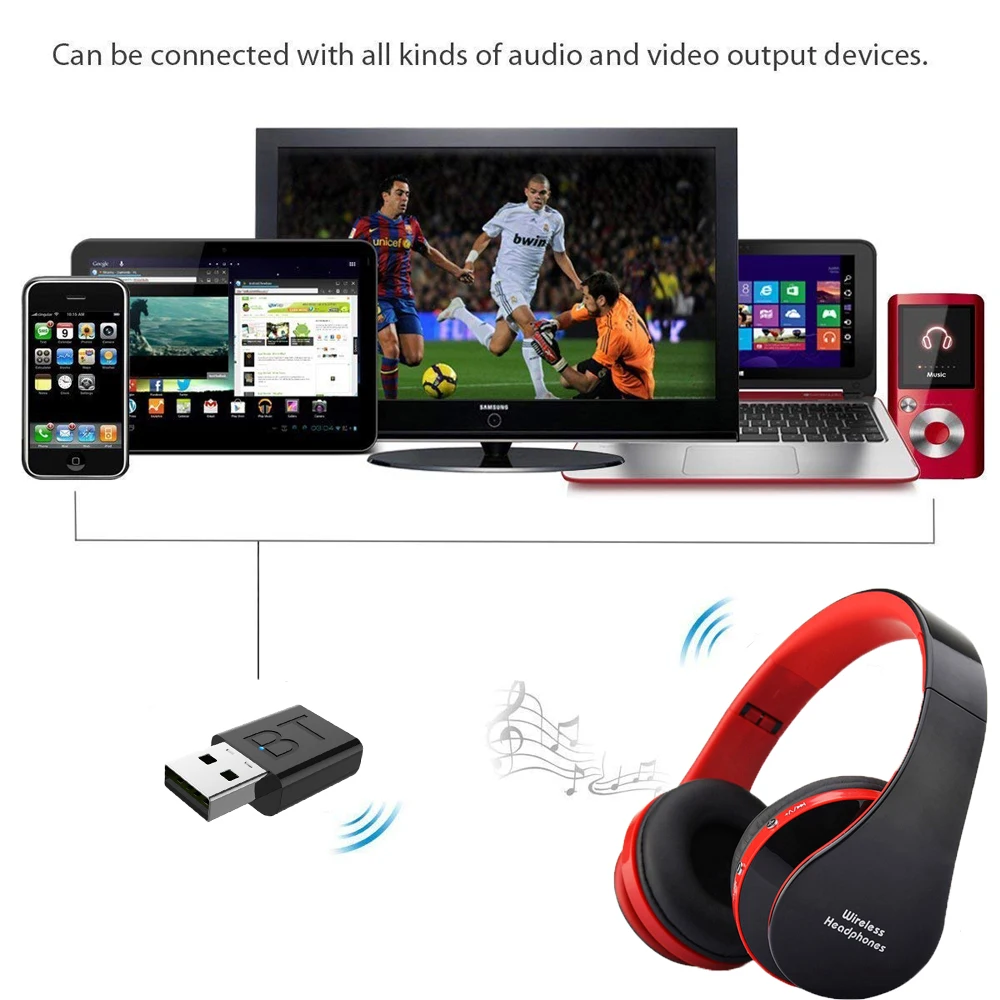 

Bluetooth TV Headset Wired Bluetooth Headphones Deep Bass Wireless TV Headphone with Transmitter Stick For TV Computer Phones