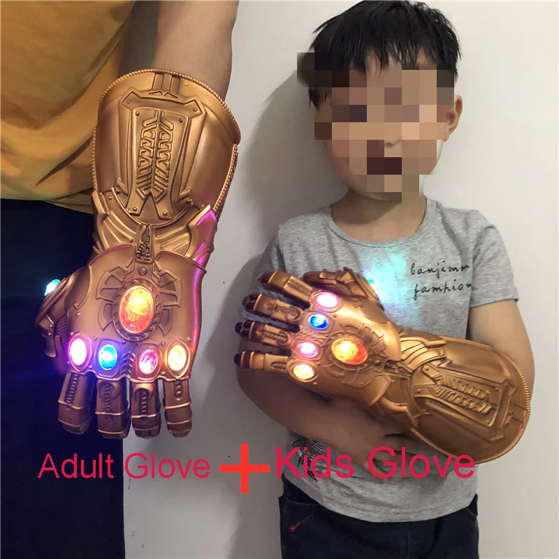 Косплей светодиодный перчатка Таноса Endgame Gauntlet светодиодный светильник Endgame перчатка ПВХ фигурка модель подарок на Хэллоуин