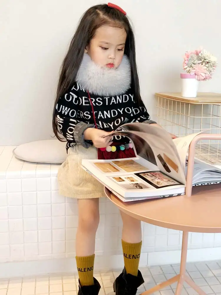 2018 New Winter Warm Men And Women Baby Children Fox Fur Grass Collar Leather Scarf | Аксессуары для одежды