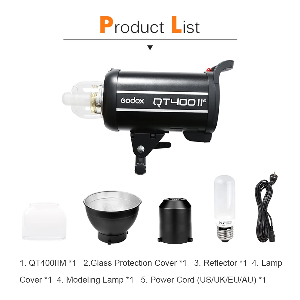 Godox QT400II 400Ws Professional Studio Flash Strobe + 2.8m Light Stand 60x90cm Grid Softbox Trigger Barn Door Kit | Электроника