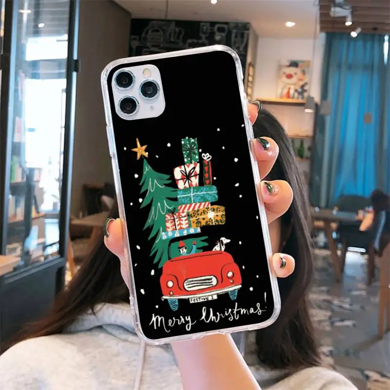 

Christmas snow beer Gift Phone Case Transparent for iPhone 6 7 8 11 12 s mini pro X XS XR MAX Plus se cover funda shell
