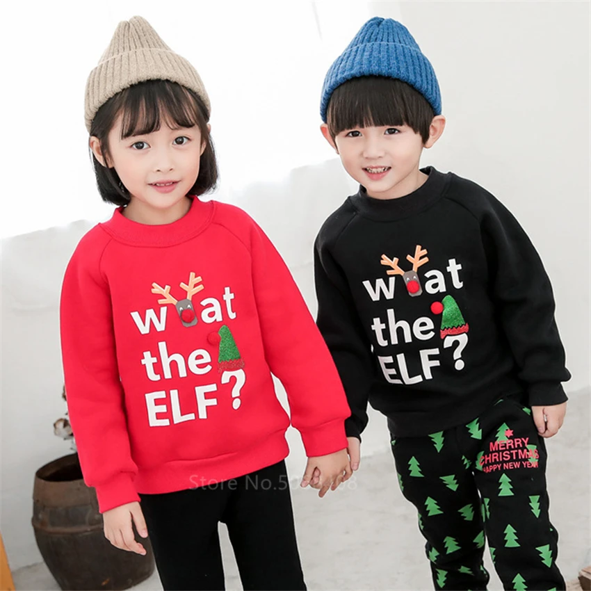Одинаковая одежда для семьи Рождественские свитера с надписями в виде оленя всей