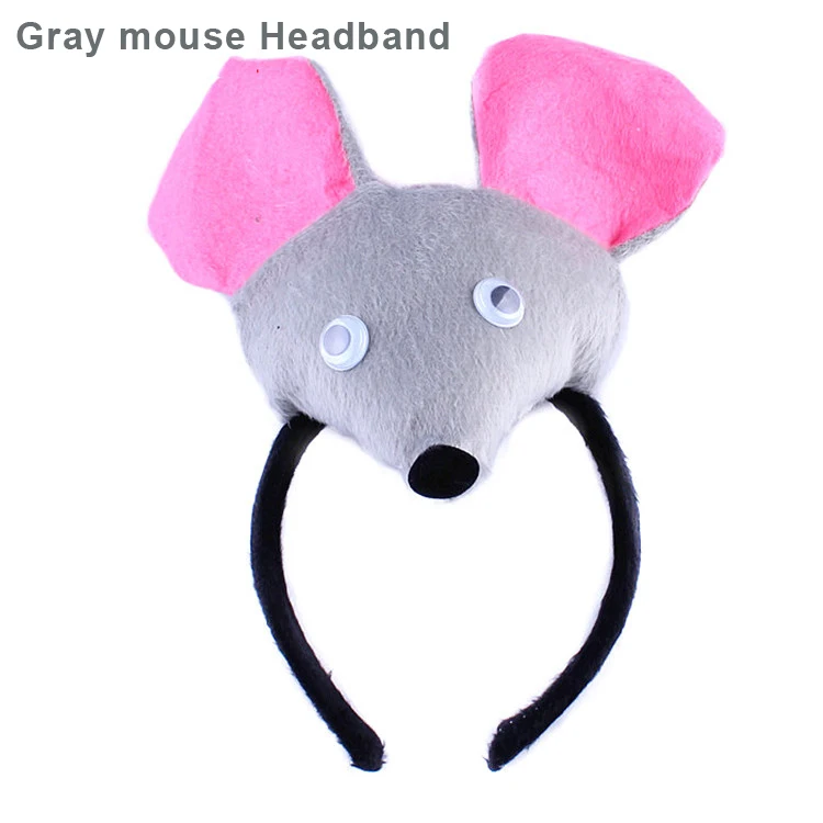 Gray mouse Милое животное ухо оголовье плюшевые стерео обезьяна лиса Тигр повязка для волос для детей взрослых Косплей головные Уборы Хэллоуин Рождественская вечеринка - Цвет: Gray mouse