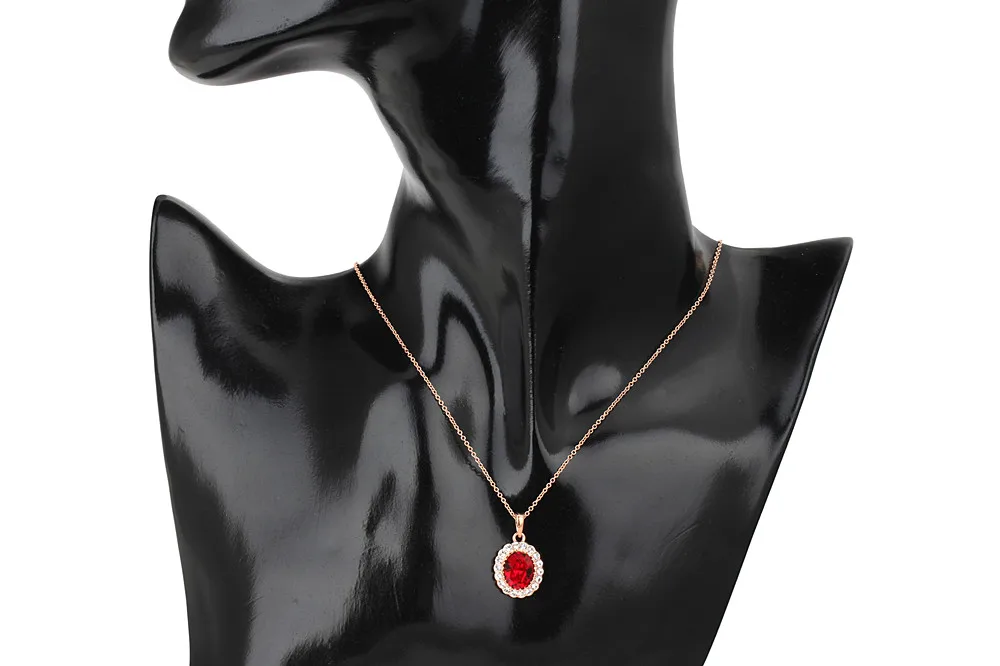 Fashion austrian crystal emerald ruby gemstones diamonds pendant necklaces for women rose gold choker vintage jewelry bijoux | Украшения и