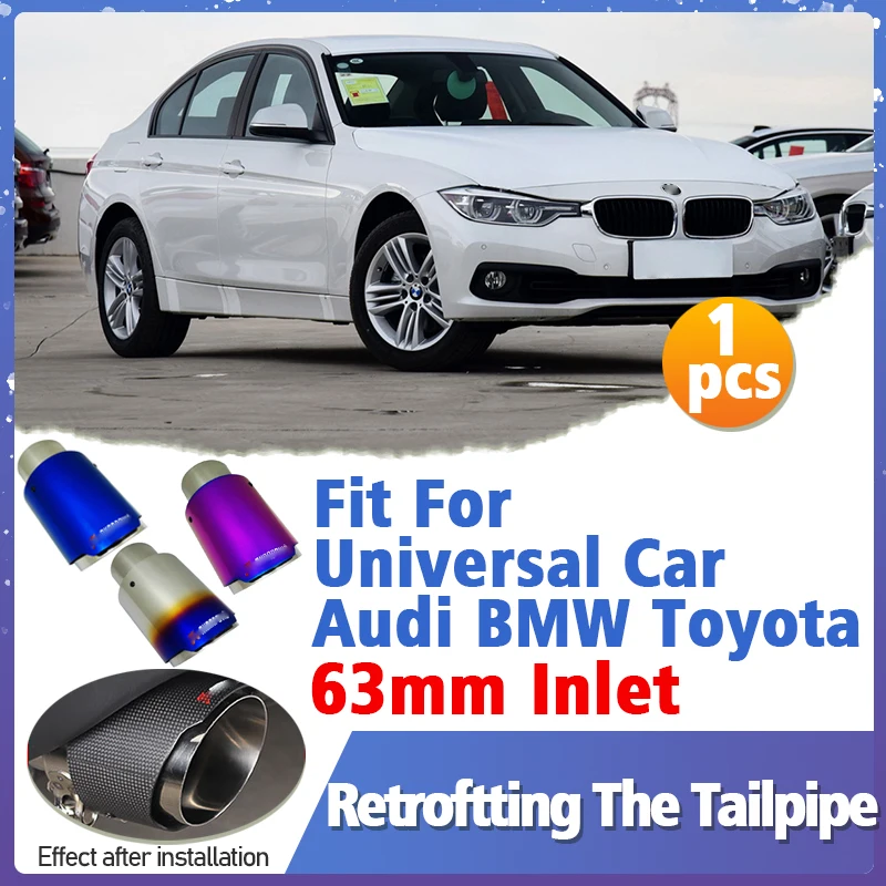 

Universal Car Exhaust Muffler Tube 63mm Fit For Audi BMW Toyota Tail Pipe Tipe Throat Retroftting The Tailpipe Accessories