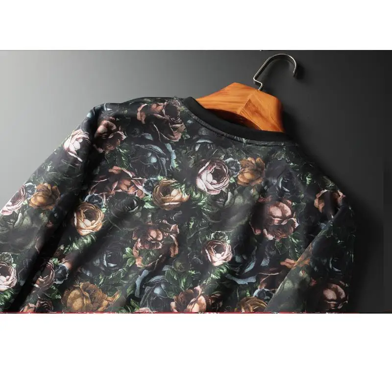 

New men's fashion flower luxury high quality 100% cotton casual sweatshirt