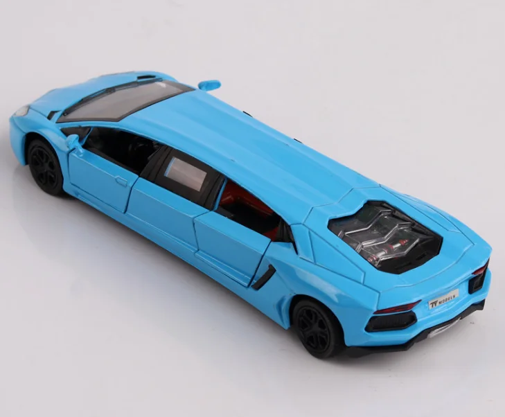 X Удлиненная 1:32 литая под давлением Модель автомобиля игрушки растягивающийся лимузин с вытягиванием назад звуковой светильник для детей игрушки - Цвет: X