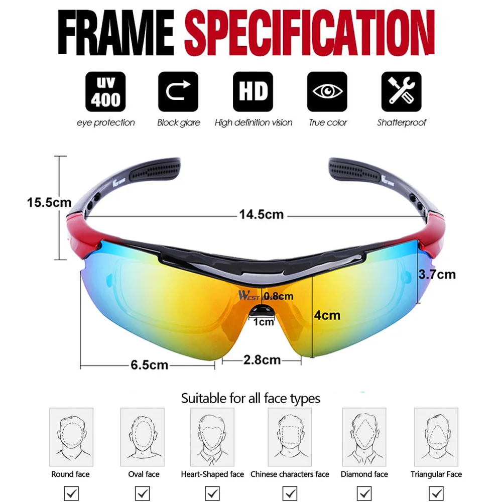 Поляризованные спортивные мужские солнцезащитные очки защитные для дорожного