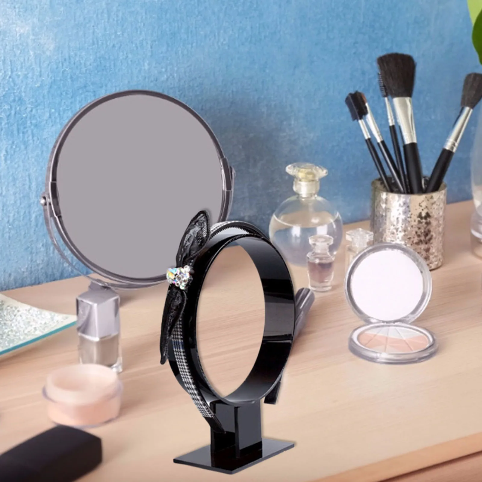 Акриловое оголовье Дисплей Стенд Круглый Головные уборы показывая шкаф