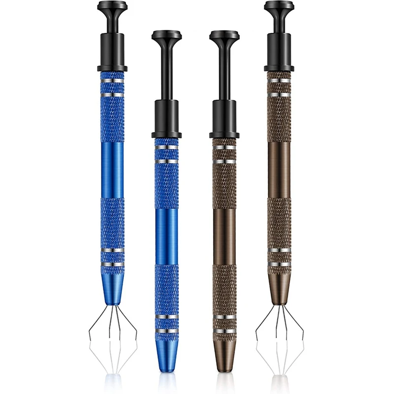

4 Pcs Stainless Steel 4-Claw Pick Up Tool for Small Parts Pickup Metal Grabber IC Chips Metal Grabber Claw Pickup Holder