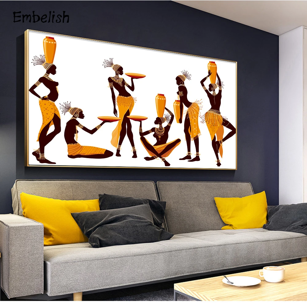 

1 Pieces Hot African Women Dancing Fashion Wall Art Pictures For Living Room HD Print Canvas Oil Paintings Home Decor Posters