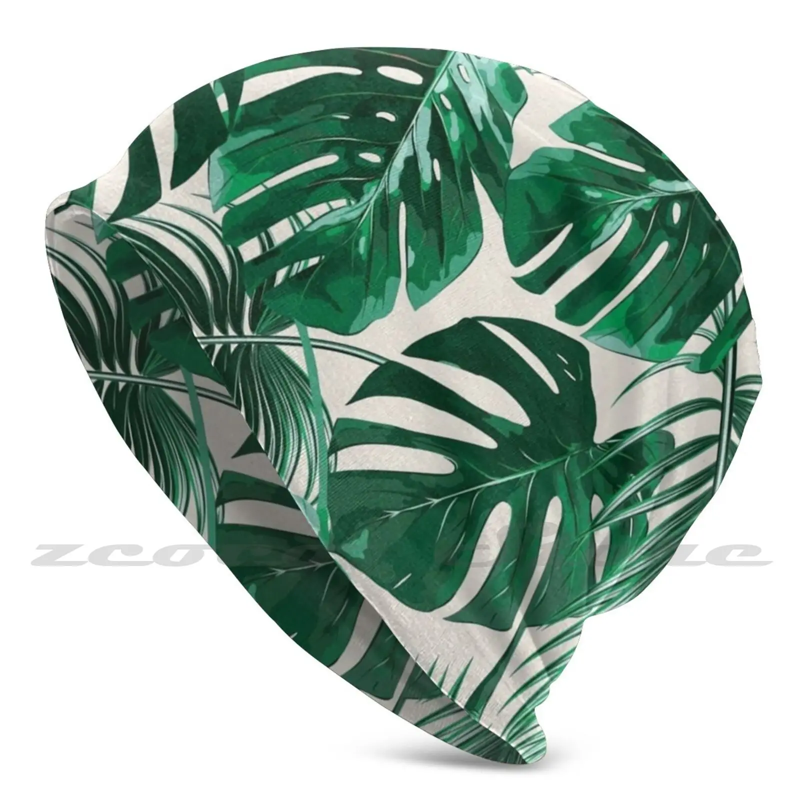 

White Palm Leaves Mask Adult Kids Knit Hat Hedging Cap Outdoor Sports Breathable Palm Palms Plant Plants Banana Leaves Coconut