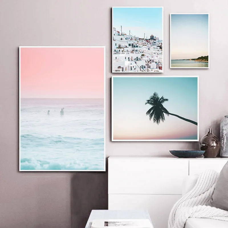 

Ocean Sunset Wall Poster Sea Landscape Canvas Print Nordic Scenery Painting Scandinavian Art Living Room Decoration Picture