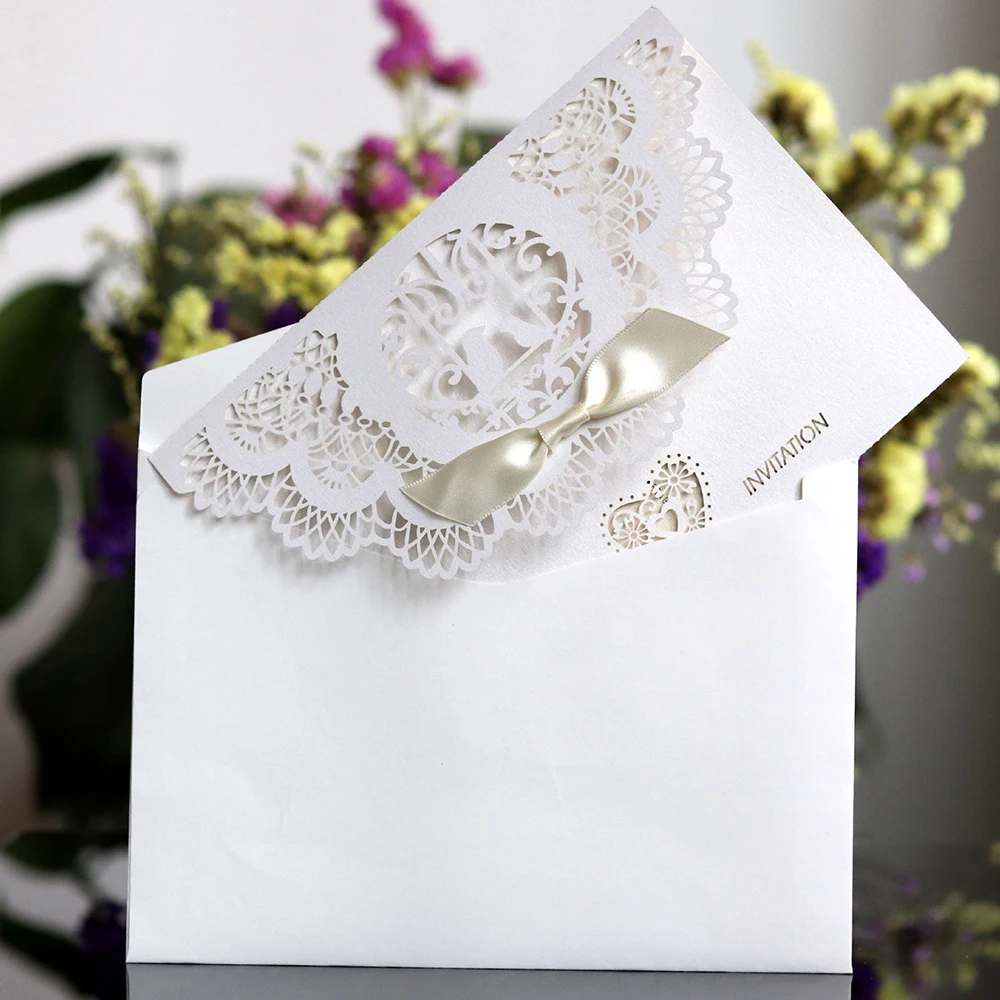 (10 шт./лот) Европейская свадебная Лазерная полая штамповка поздравительная