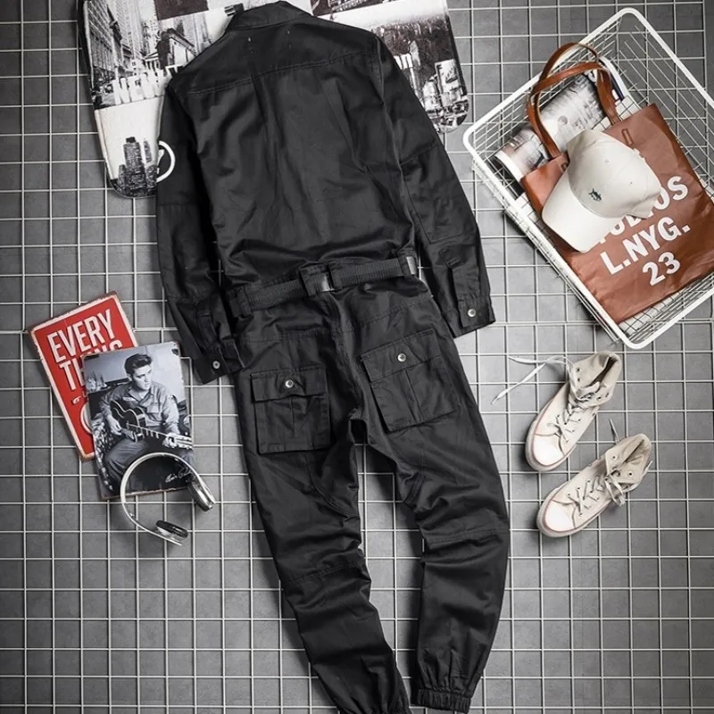 Осенние мужские комбинезоны в стиле хип-хоп с длинным рукавом цельные винтажные