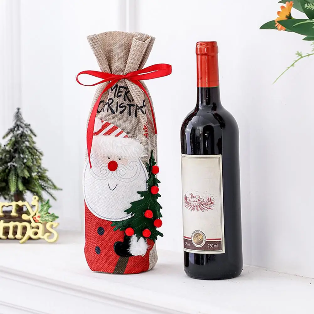 

Xmas Wine Bottle Dust Cover Santa Snowman Print Noel Navidad Christmas Decoration For Home Christmas Gift Tree Ornament