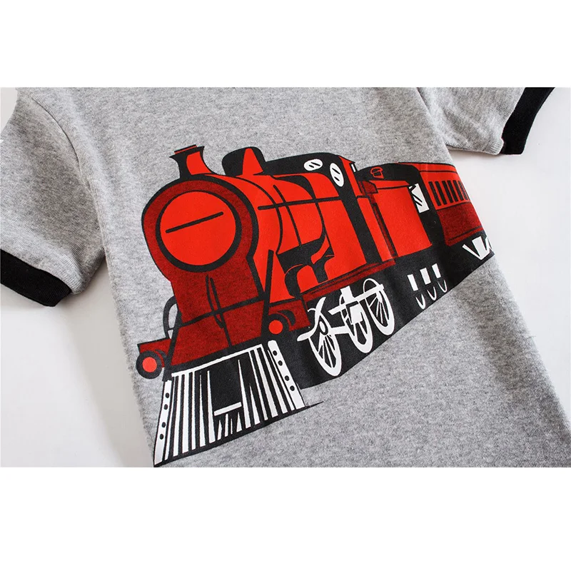 Детские пижамные комплекты с принтом поезда Одежда для маленьких мальчиков