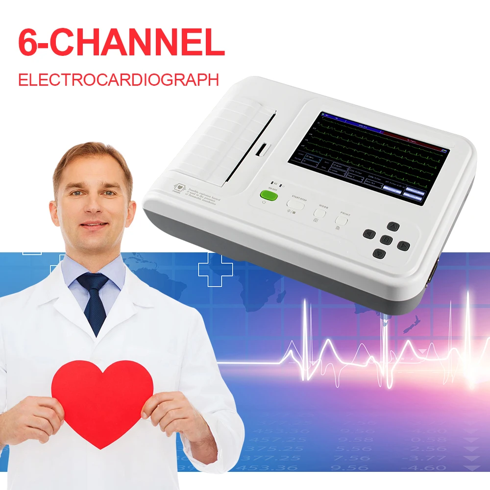 Цифровой ЭКГ-принтер ECG600G 7 &quotсенсорный экран цифровой электрокардиограф 6