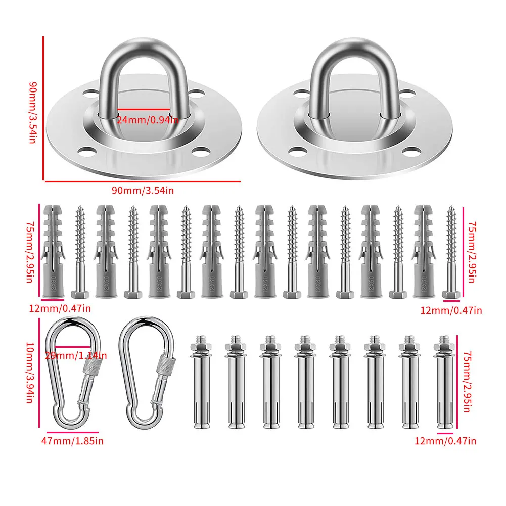 

Swing Hangers Sun Shade Sail Fixing Kit Heavy Duty Stainless Steel Hammock Suspension Hooks Garden Shade Tool Accessories