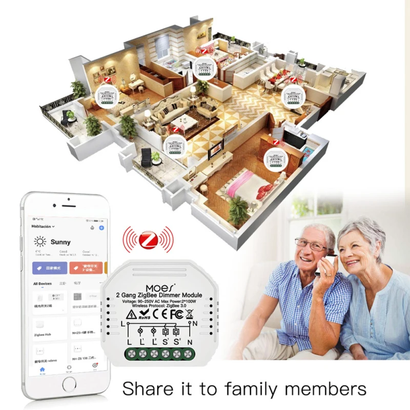 

Tuya Zigbee Smart Light Switch Dimmer Module Breaker 2Gang DIY Switch Smart Life APP Rwmote Voice Control With Alexa Google