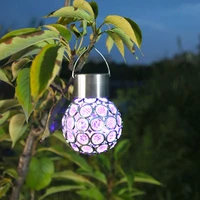 cross border outdoor solar hanging lamp waterproof led small chandelier light controlled hollow lawn garden courtyard lamp