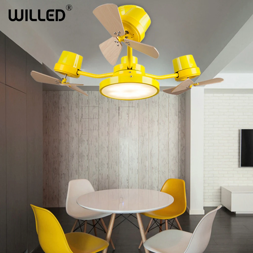 

Креативные вращающиеся потолочные вентиляторы с подсветкой, желтая, Синяя светодиодная лампа для детей, детский сад, спальня, деревянная му...