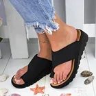 Женские тапочки, обувь из искусственной кожи, удобная платформа, плоская подошва, женские мягкие сандалии для коррекции стопы с большим носком, ортопедический корректор для сращивания
