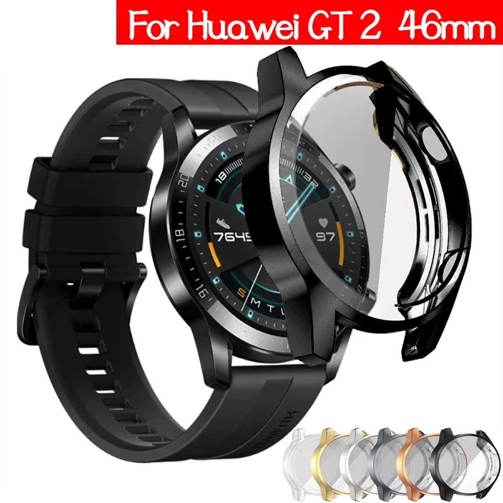 

TPU Case for Huawei watch GT 2 46mm strap band Watch huawei GT2 46 mm soft Plated All-Around Screen Protector cover bumper Cases