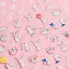 Милый кролик 3D наклейка для дизайна ногтей рельефная бабочка животное изображение украшения для ногтей слайдер для женщин деликатный маникюр