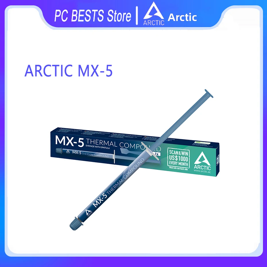 

ARCTIC MX-5 2g/4g/8g Quality Thermal Paste for All CPU Coolers, Extremely high Thermal Conductivity Metal-Free Non-Conductive