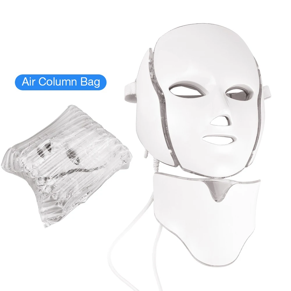 with neck no box Прямая поставка,, фотонная электрическая светодиодный маска для лица, светодиодный светильник, терапия, уход за кожей, 7 цветов, 3 цвета, для женщин - Цвет: with neck no box